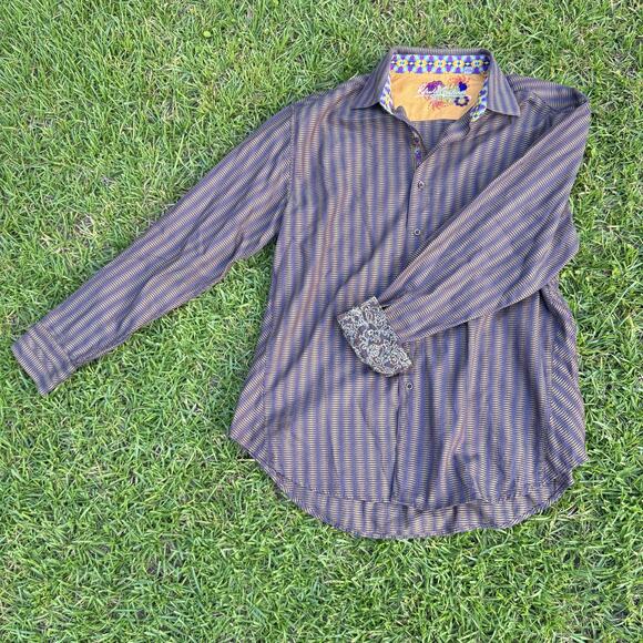 Robert Graham Shirt Mens 2XL Blue Purple Plaid Button Up Knowledge Wisdom Truth - Picture 1 of 11